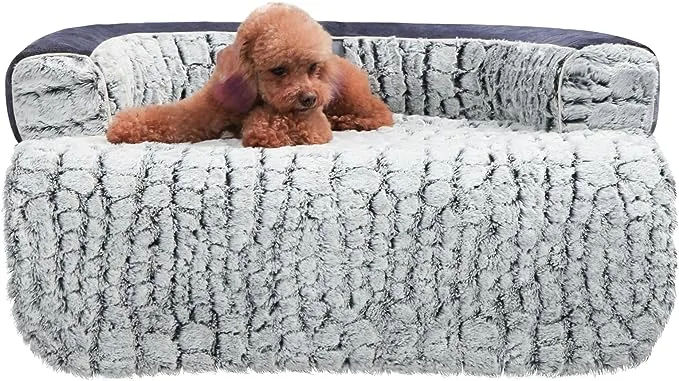 Laifug Pet Couch Protector Plush Dog Mat With Soft Neck Bolste