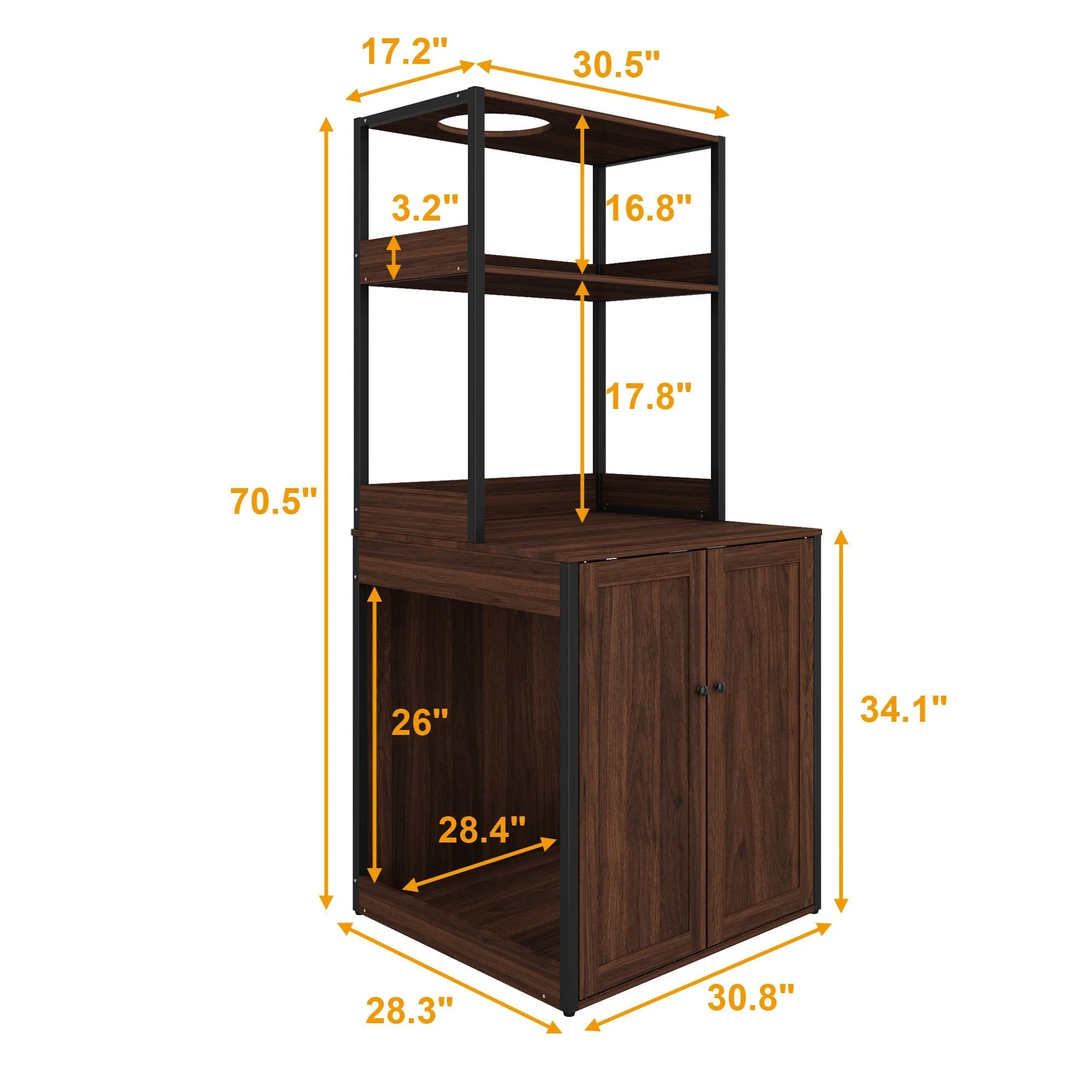 Large Cat Litter Box Enclosure Furniture for Self-Cleaning Cat Litter Box Brown-180111