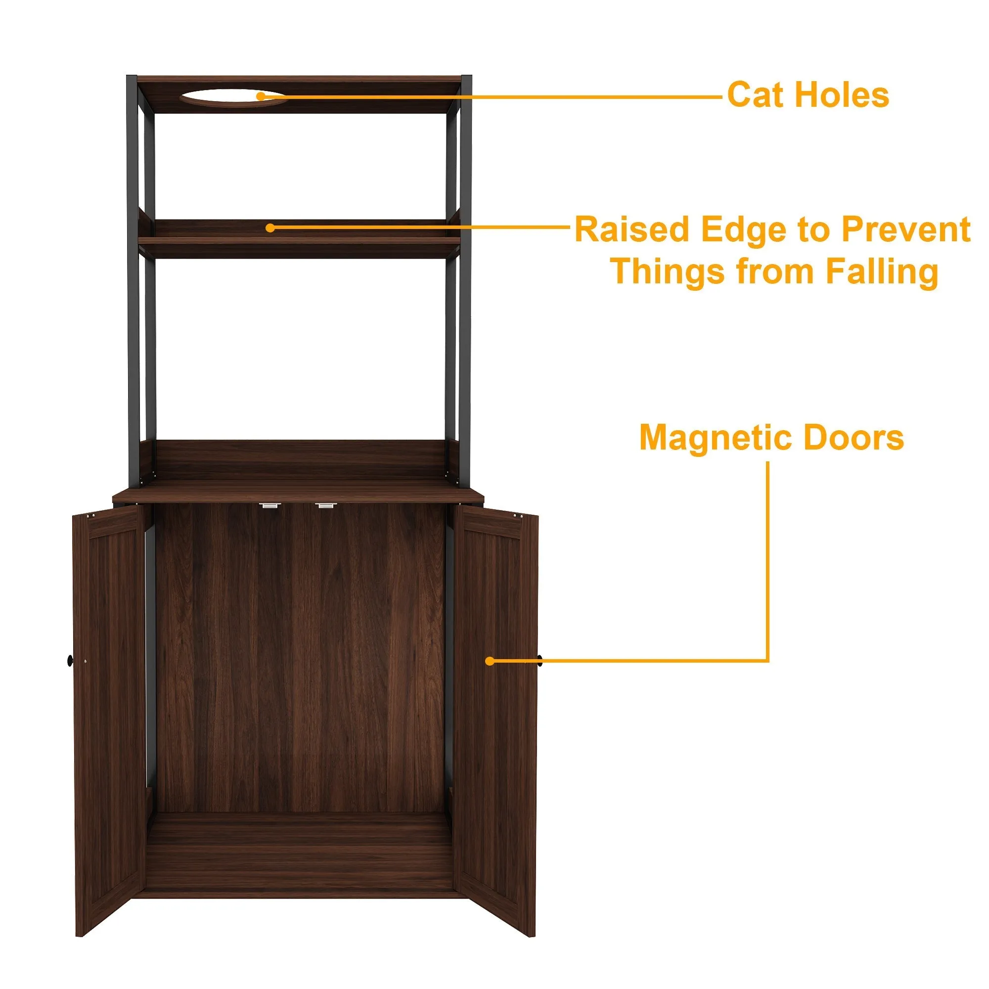 Large Cat Litter Box Enclosure Furniture for Self-Cleaning Cat Litter Box Brown-180111