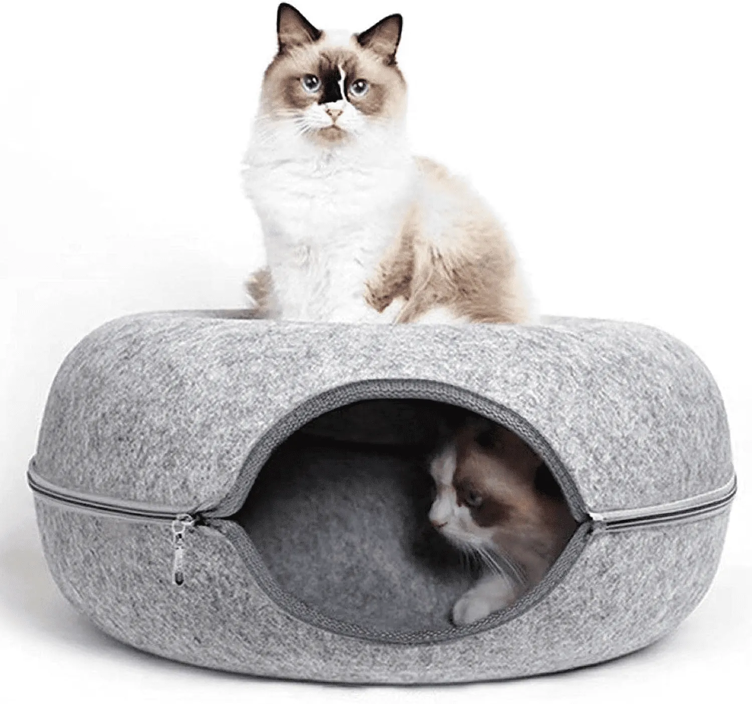 Large Donut- shaped Tunnel Round Felt Cat Bed