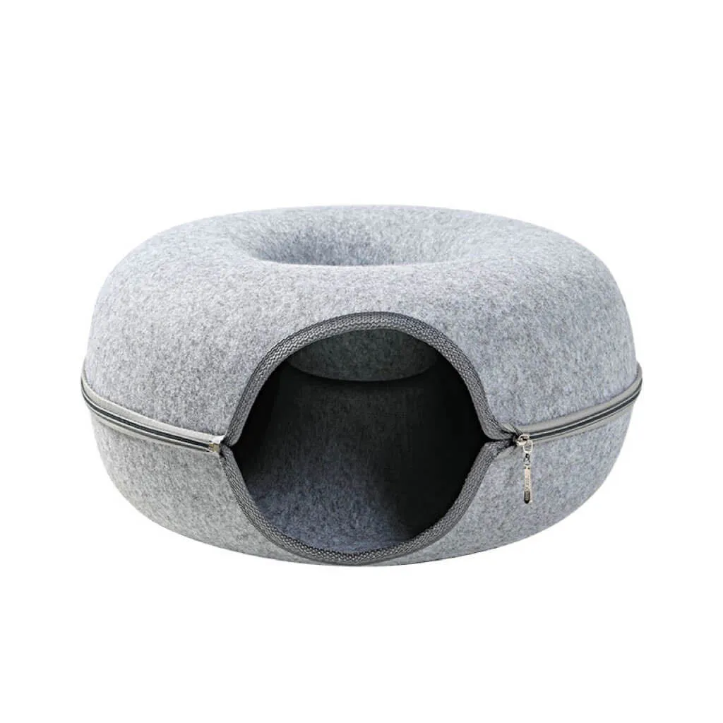 Large Donut- shaped Tunnel Round Felt Cat Bed