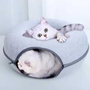 Large Donut- shaped Tunnel Round Felt Cat Bed