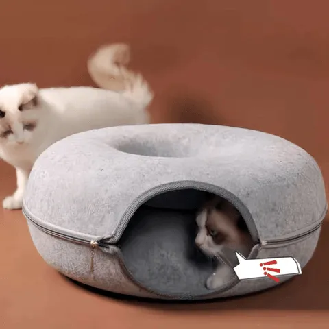 Large Donut- shaped Tunnel Round Felt Cat Bed