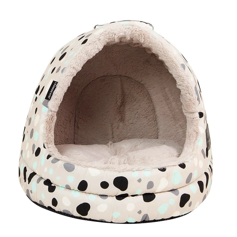 Leo Spot Taupe Hooded Pet House