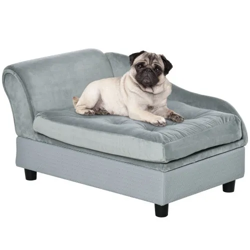 Luxury Small Dog Bed With Hidden Storage, Grey