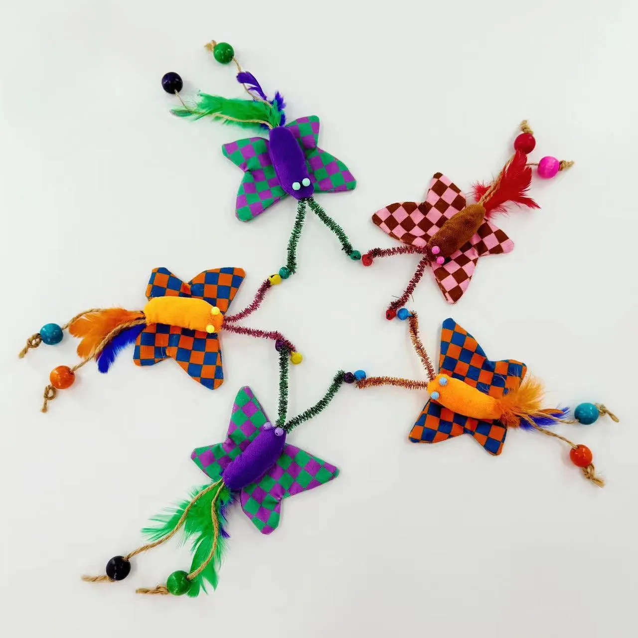 Moo - Rope Bead Feather Butterfly Cat Toy