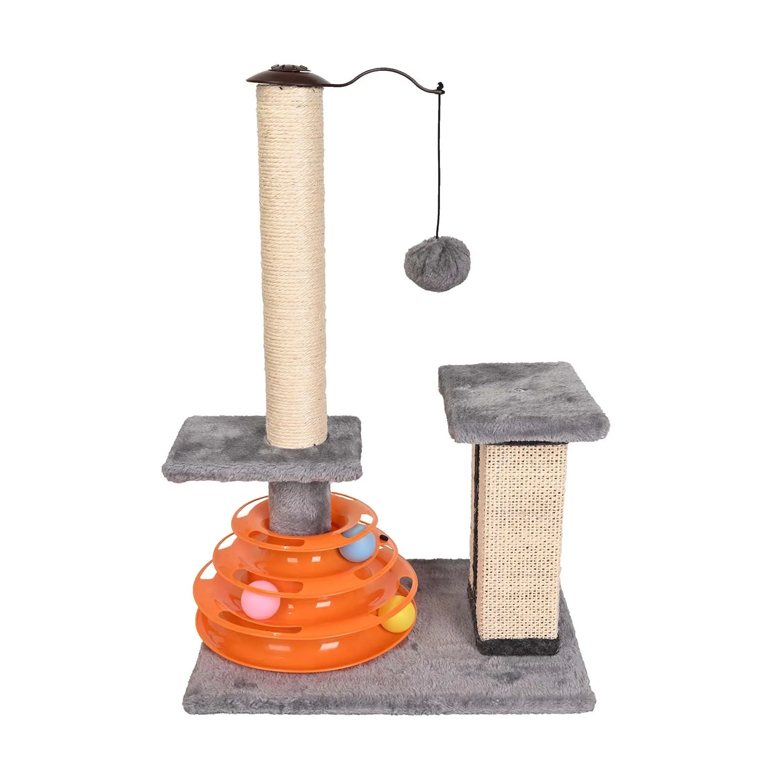 Multifunctional Sisal Scratcher Tree with Cat Tracks Toy Balls