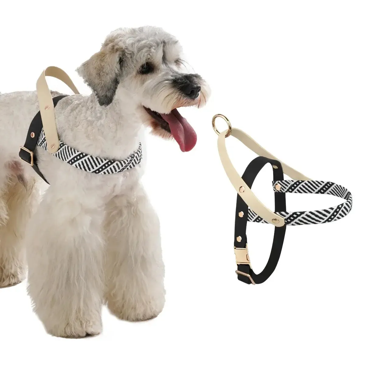 No-Pull Comfort Dog Harness - Black & White Stripes