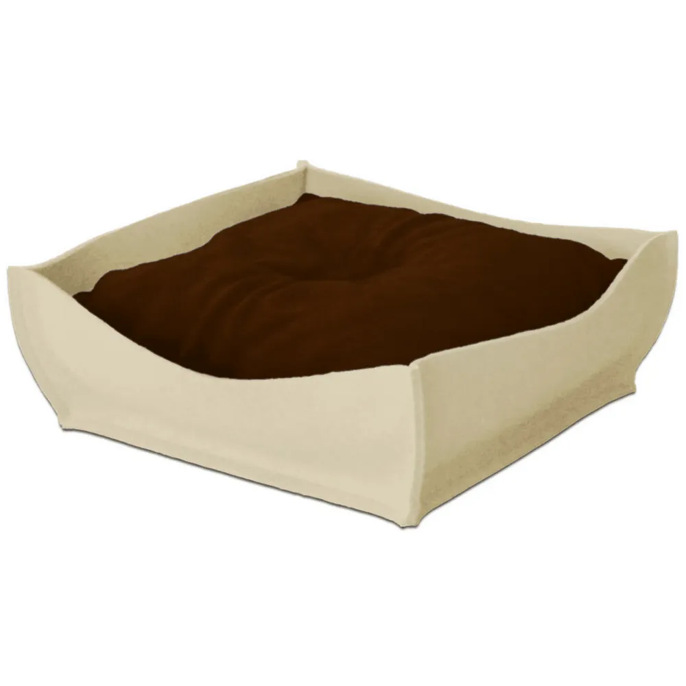 Orthopedic Pet Bed By Pet Interiors - Cream Felt Bowl