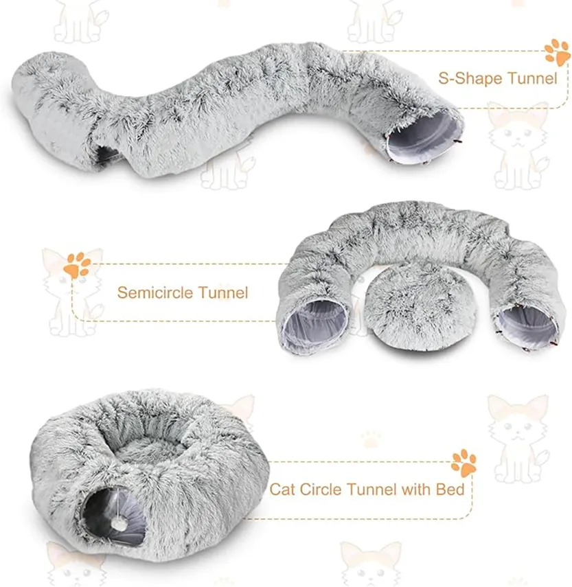 Pat and Pet Emporium | Pet Beds | Plush Cat Donut Tunnel