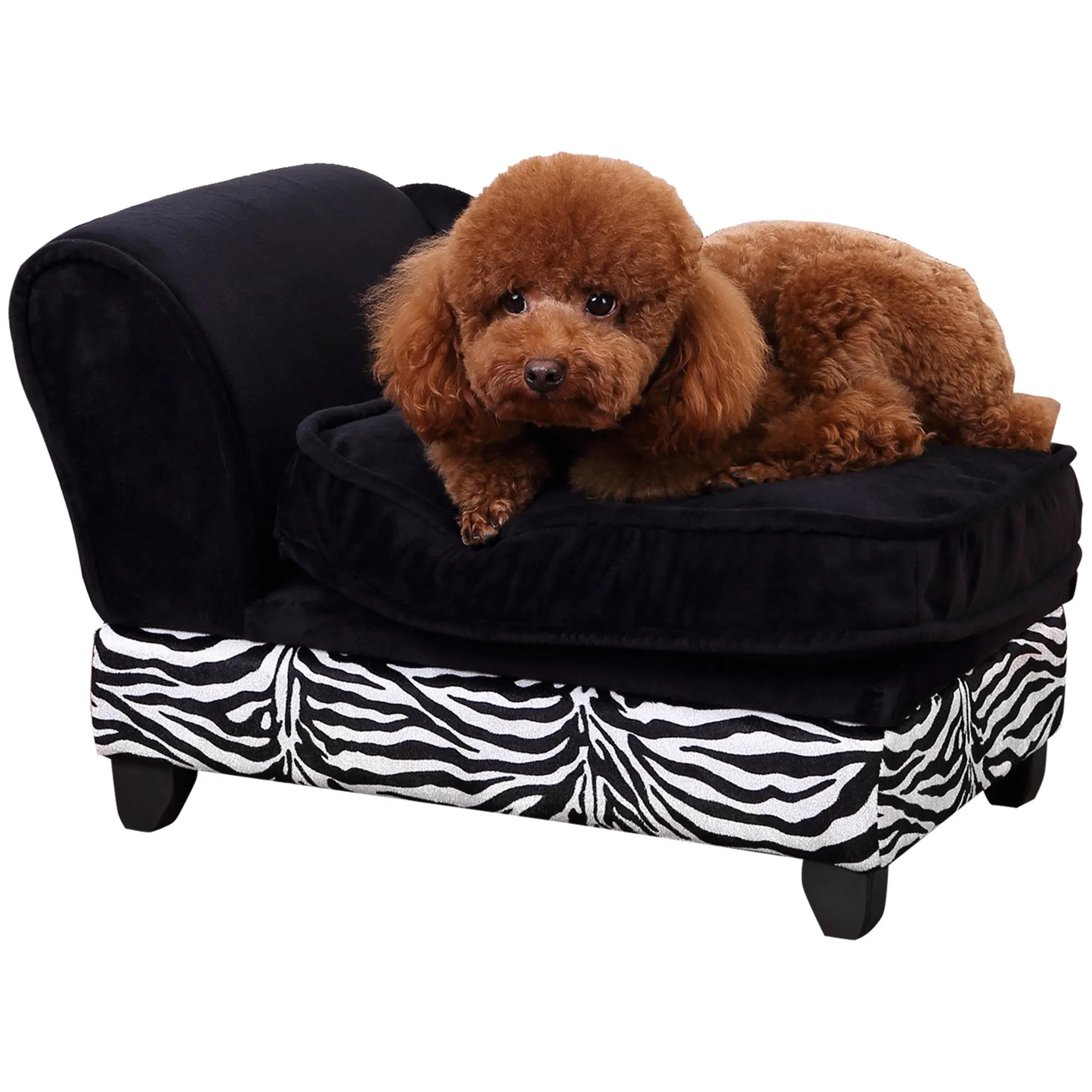 PawHut Dog Sofa Elevated Pet Chair Cat Couch w/ Hidden Under Seat Storage