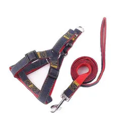 PAWS ASIA China Suppliers Custom Strong Jean Adjustable Long Dog Harness Set Pet Show Leash