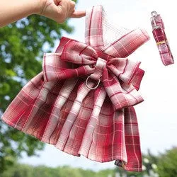 PAWS ASIA Manufacturers High Quality Luxury Cute Plaid Dog Harness Set Pet Skirt Vest For Small Dog