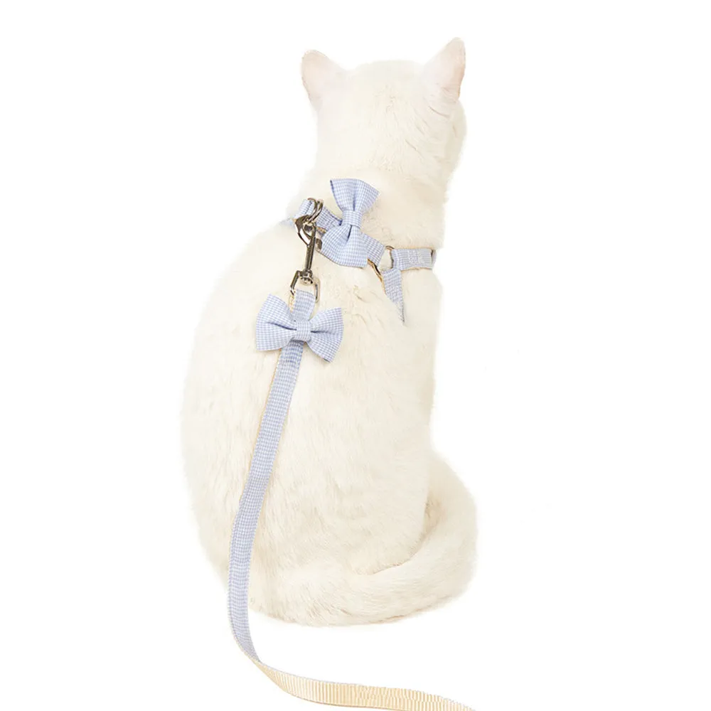 PAWS ASIA Wholesale New Cute Luxury Adjustable Small Cat Vest Harness And Leash Set With Bow