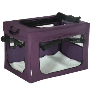 Pet Carrier Portable Cat Carrier Foldable Dog Bag for Miniature Dogs, 60 x 42 x 42 cm, Purple