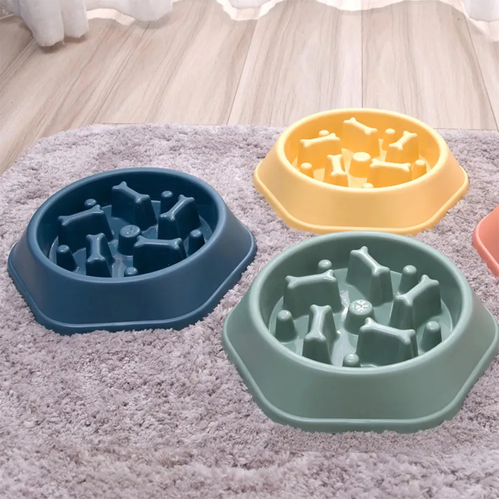 Pet Dog Bowl Dog Slow Feeder Bowl Puppy Cat Slow Eating Dish Bowl Anti-Gulping Food Plate Feeding Dog Cat Food Bowl Pet Supplies