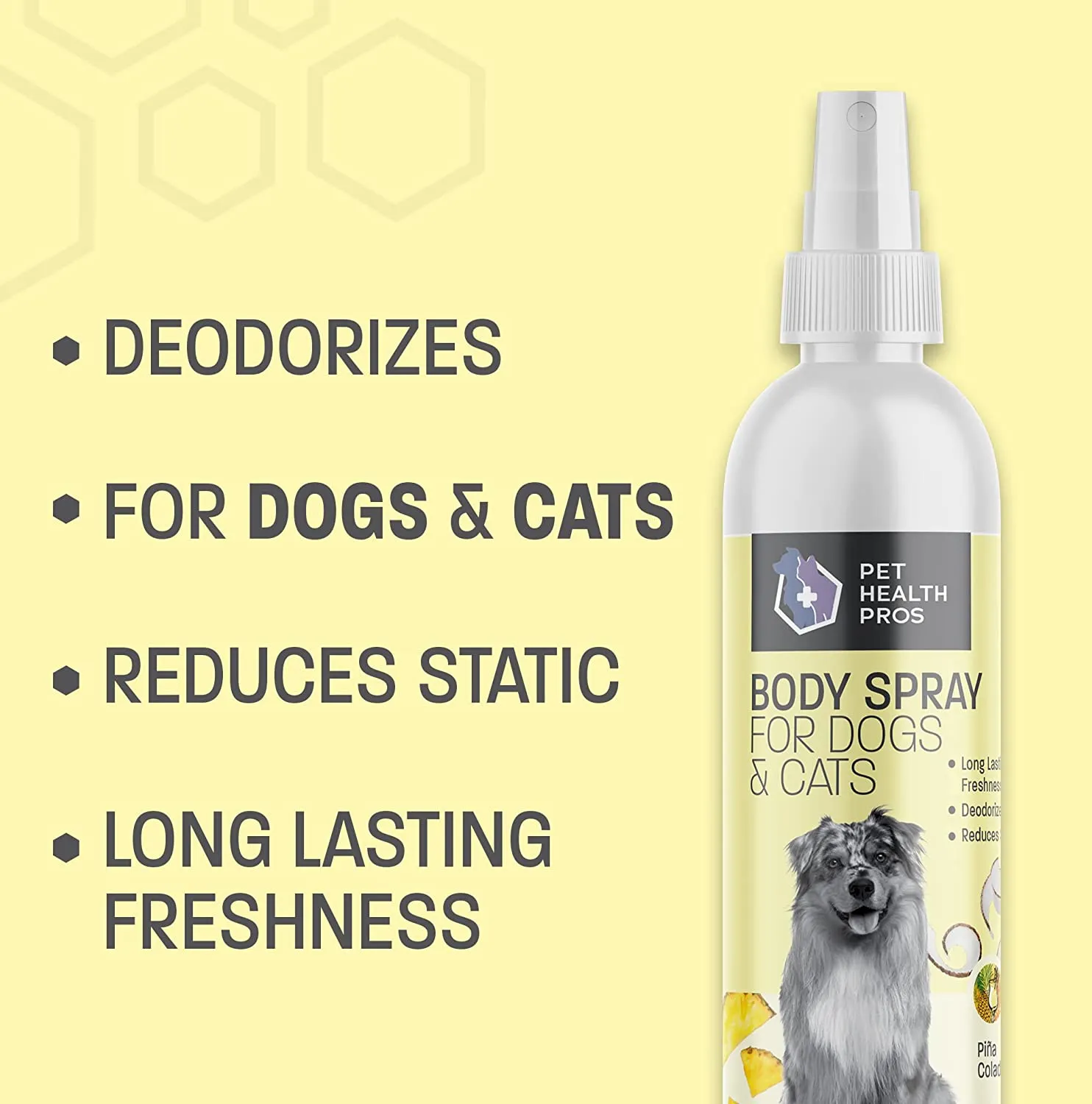 Pet Health Pros; Dog Deodorizing Spray; Long-Lasting, Eliminates Odor, Time-Saving; Large 8oz bottle; Available in Four Scents