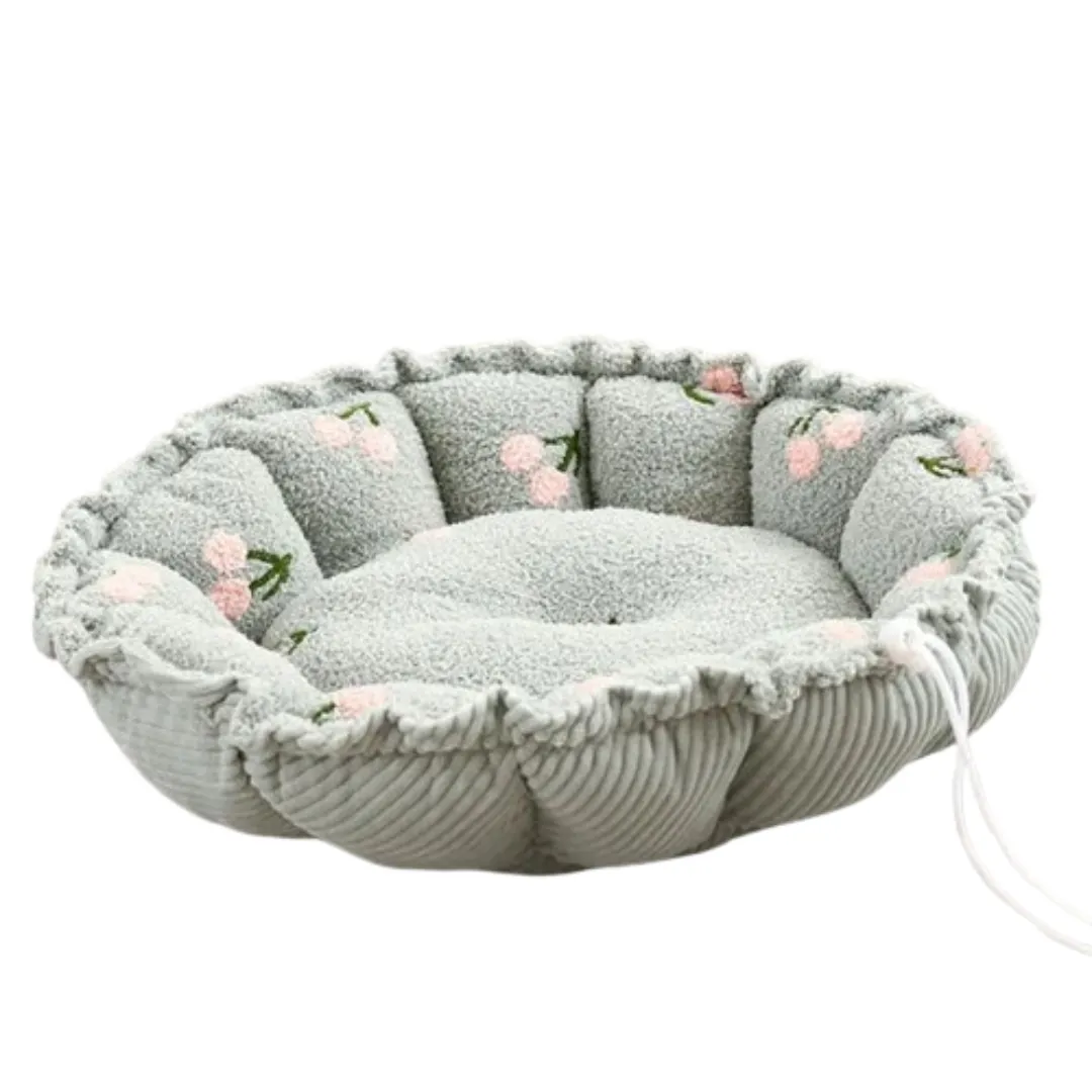 PetAffairs Soft Plush Cushion Adjustable Round Pet Bed