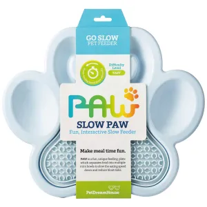 PetDreamHouse PAW 2-In-1 Interactive Slow Feeder For Cats & Dogs (Baby Blue Paw)