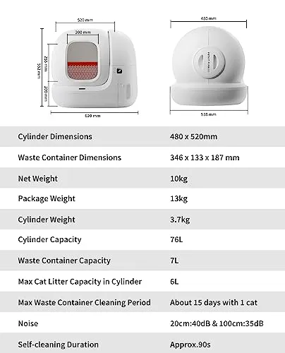 PETKIT PuraMax Self Cleaning Cat Litter Box, Automatic App Control Smart Litter Box with 76L X-Large Space, xSecure Integrated Safety Protection, with N50 Odor Eliminator