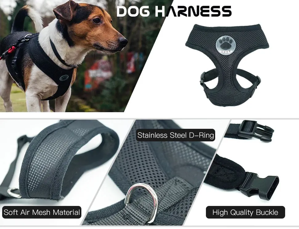 PETLAVISH™ Cute Paw Small Dog Harness: Soft, Breathable, Adjustable Vest XS-L