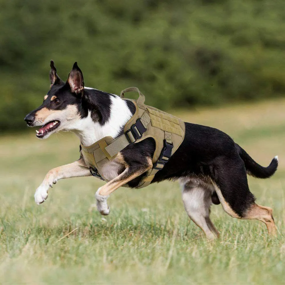 PETLAVISH™ Tactical Large Dog Harness w/ Handle: NO-PULL, Adjustable, Breathable Military Law Control Vest