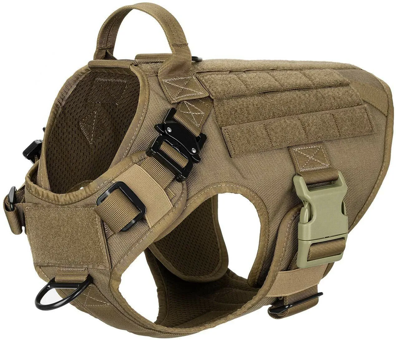 PETLAVISH™ Tactical Large Dog Harness w/ Handle: NO-PULL, Adjustable, Breathable Military Law Control Vest