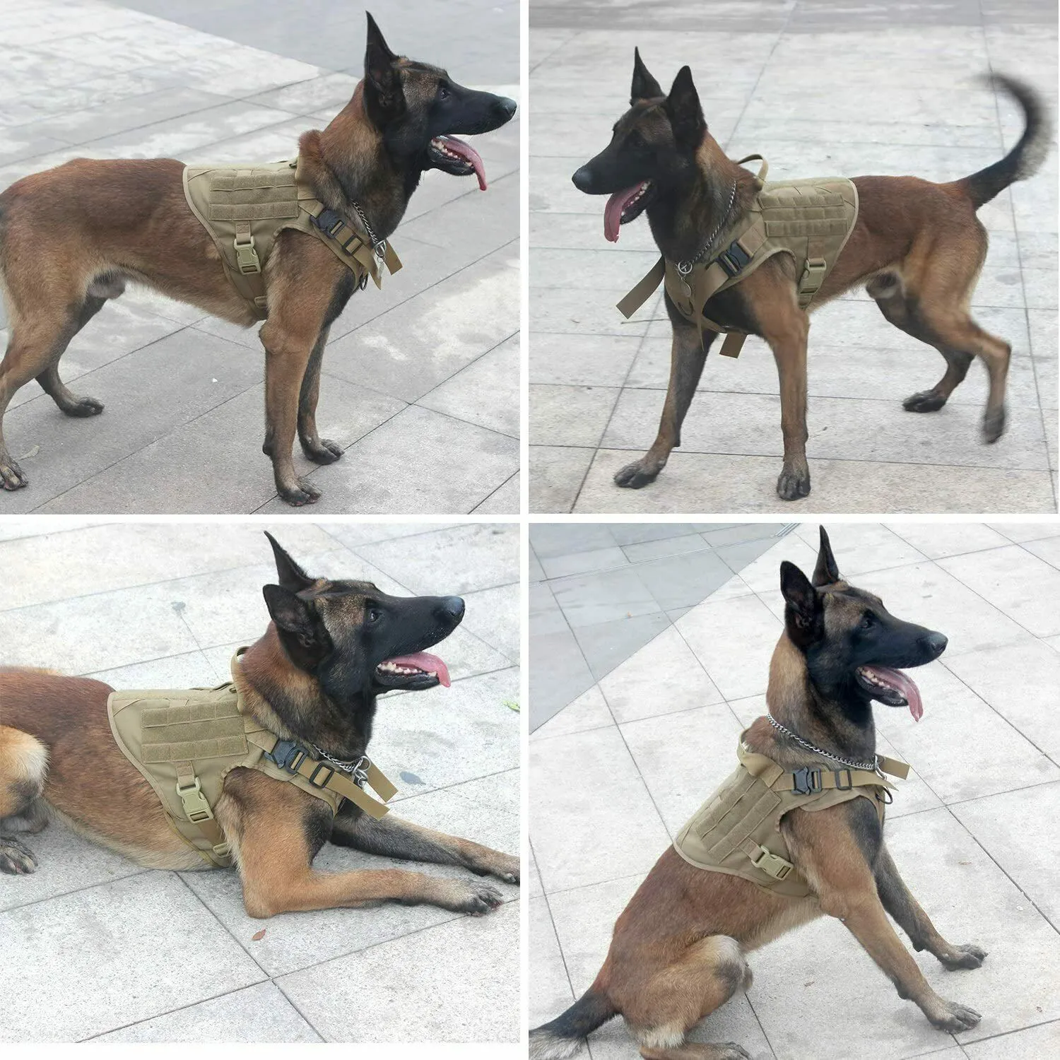 PETLAVISH™ Tactical Large Dog Harness w/ Handle: NO-PULL, Adjustable, Breathable Military Law Control Vest