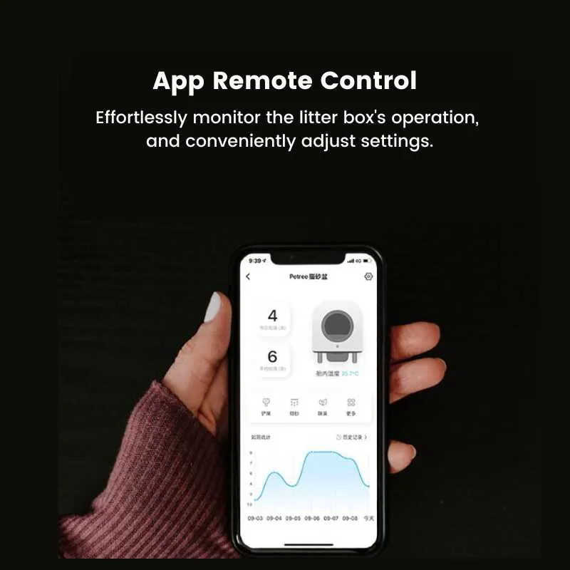 Petree Fully Automatic Intelligent Cat Litter Box With App Control