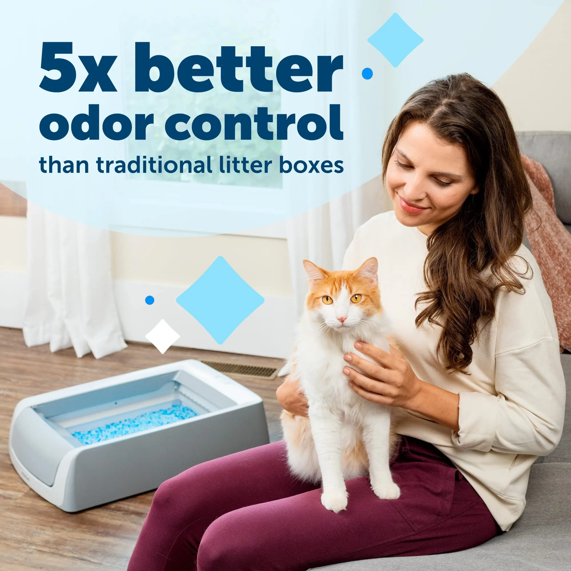 PetSafe Self-Cleaning Cat Litter Box with Hood - Never Scoop, Hands-Free Disposable Crystal Tray, Less Tracking, Better Odor Control