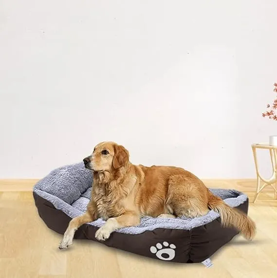 Petvit Dog & Cat Bed|Polyester Face with Cotton & Polyester Filling|Comfortable and Durable|Rectangle Pet Bed for Enhanced Stretching Space|Machine Wash|QY036BR-S|Brown