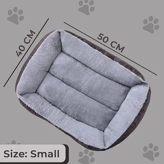 Petvit Dog & Cat Bed|Polyester Face with Cotton & Polyester Filling|Comfortable and Durable|Rectangle Pet Bed for Enhanced Stretching Space|Machine Wash|QY036BR-S|Brown