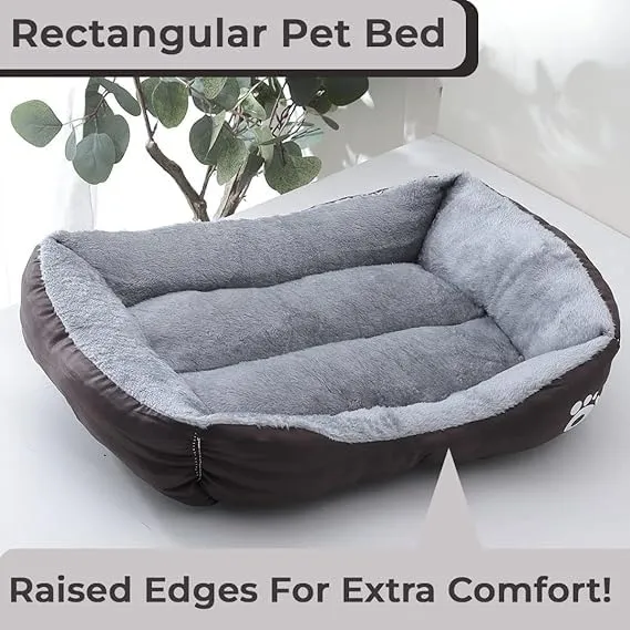 Petvit Dog & Cat Bed|Polyester Face with Cotton & Polyester Filling|Comfortable and Durable|Rectangle Pet Bed for Enhanced Stretching Space|Machine Wash|QY036BR-S|Brown