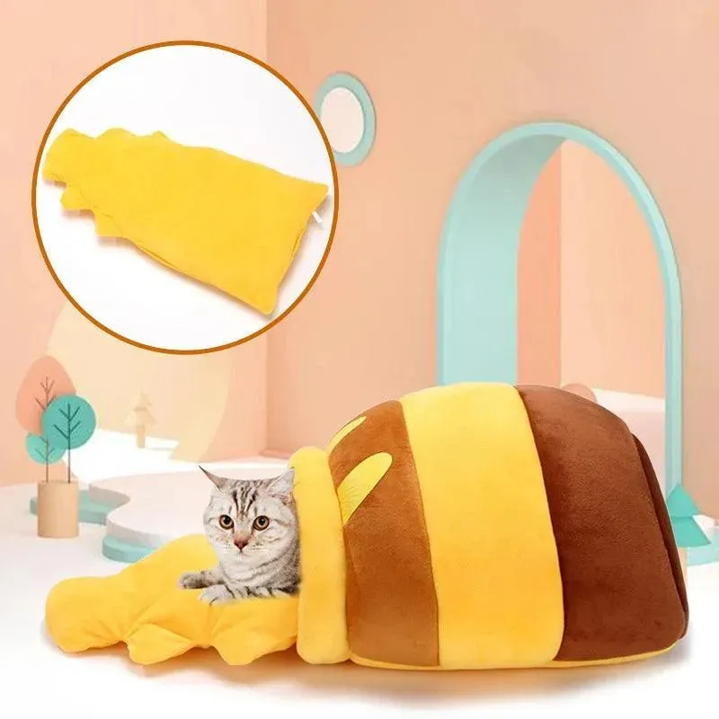 Plush Cozy Cat Dog Bed Basket