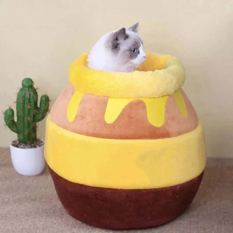 Plush Cozy Cat Dog Bed Basket