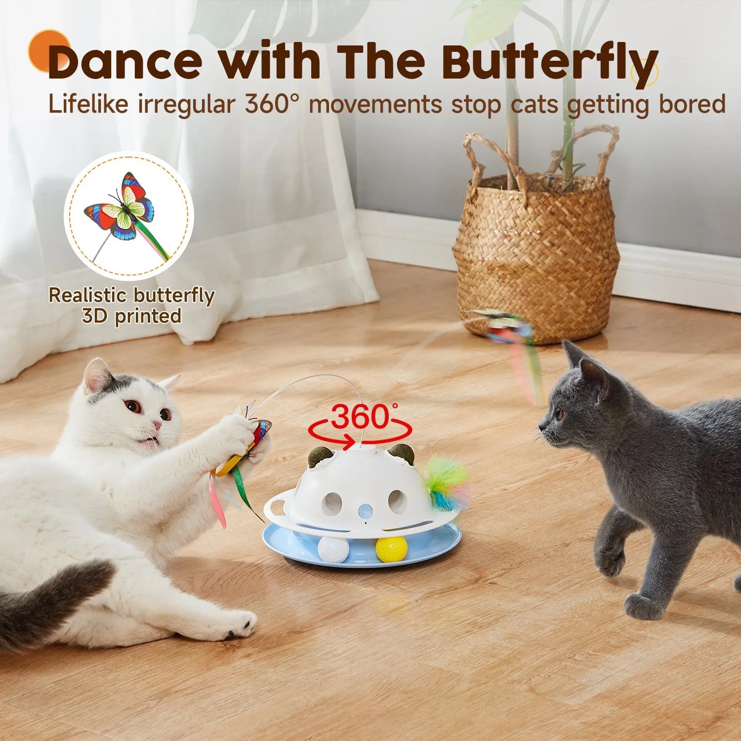 Potaroma Cat Toys 4in1 Automatic Interactive Kitten Toy