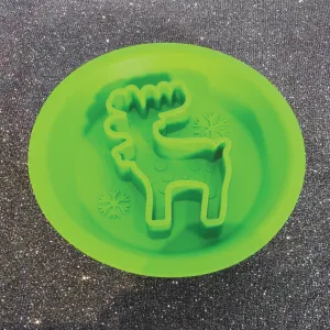 Reindeer (Round) Bowl & Lickmat - Lime Green