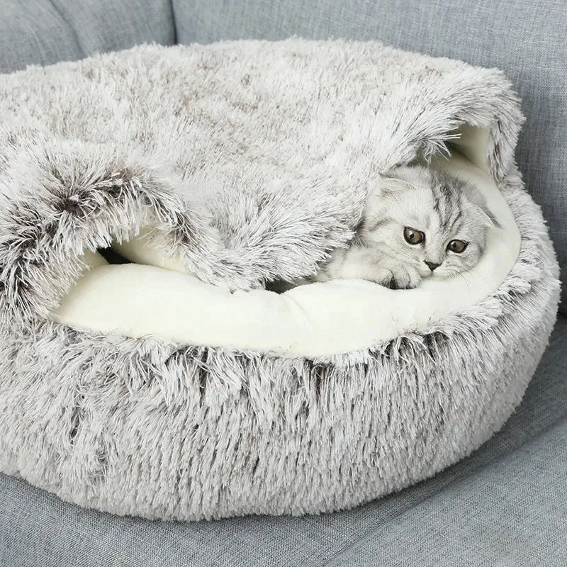 Round Plush Dog Cat Sleeping Bed Puppy Cat Cushion House Small Medium Orthopedic Dog Bed Fluffy Kennel Pet Warm Mat Supplies