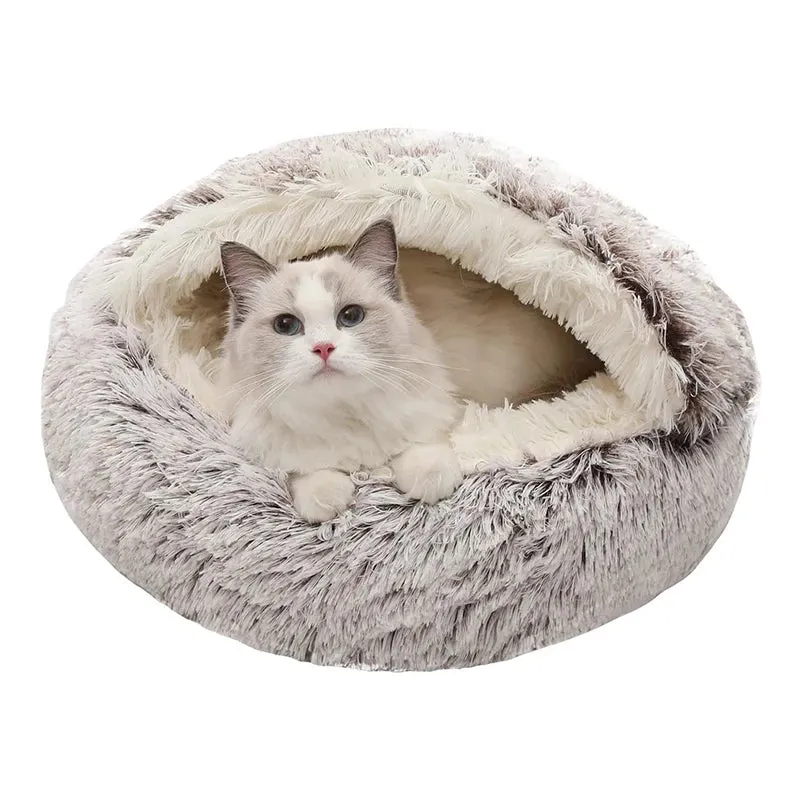 Round Plush Dog Cat Sleeping Bed Puppy Cat Cushion House Small Medium Orthopedic Dog Bed Fluffy Kennel Pet Warm Mat Supplies