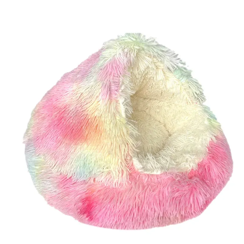 Round Plush Dog Cat Sleeping Bed Puppy Cat Cushion House Small Medium Orthopedic Dog Bed Fluffy Kennel Pet Warm Mat Supplies