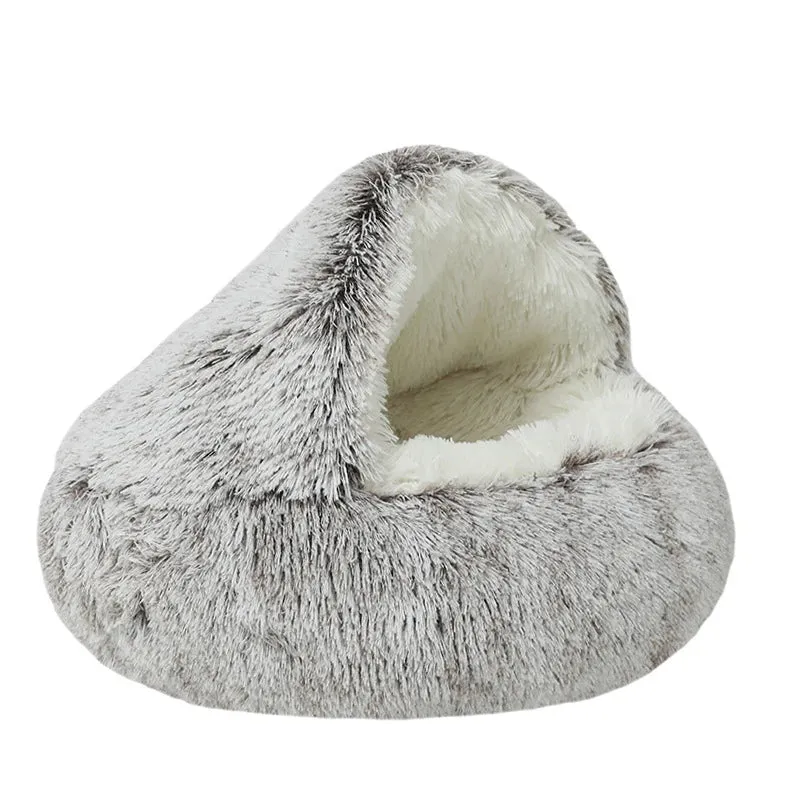 Round Plush Dog Cat Sleeping Bed Puppy Cat Cushion House Small Medium Orthopedic Dog Bed Fluffy Kennel Pet Warm Mat Supplies