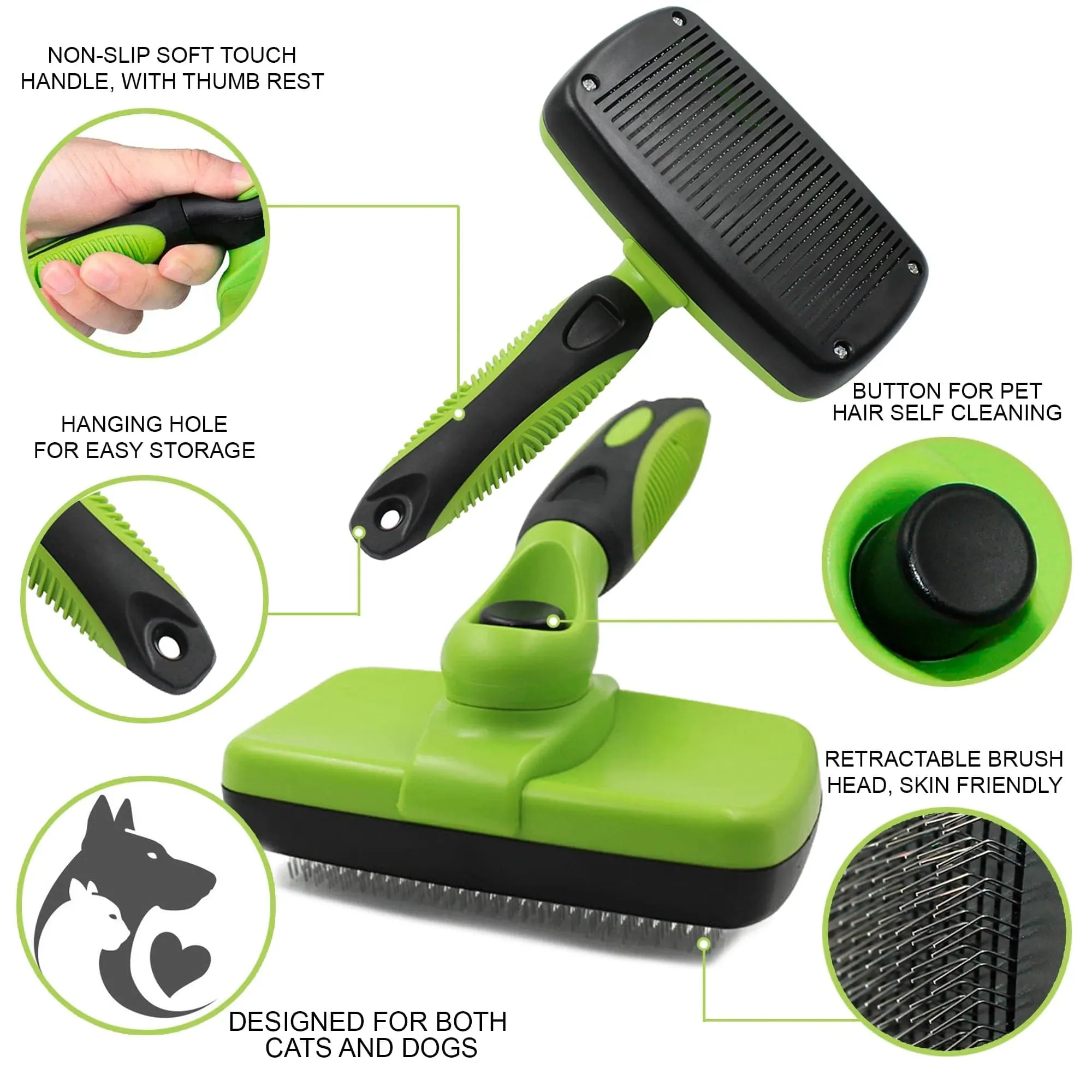 Self Cleaning Slicker Brush for Cats and Dogs