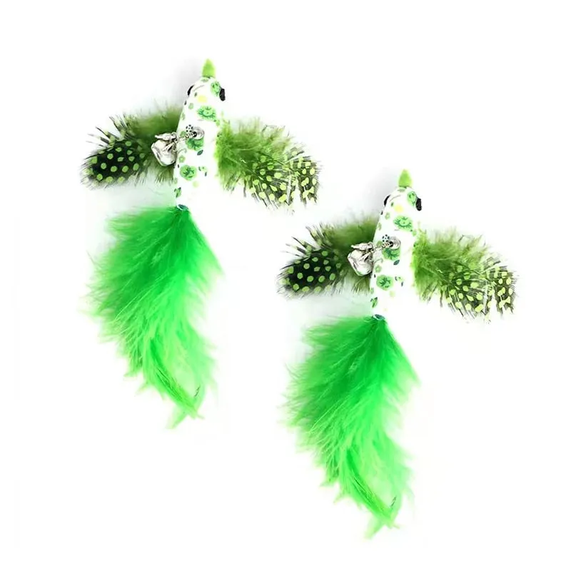 Simulation Bird Interactive Funny Cat Stick Toy Furry Feather Bird With Bell Sucker Cat Stick Toy Kitten Playing Toy