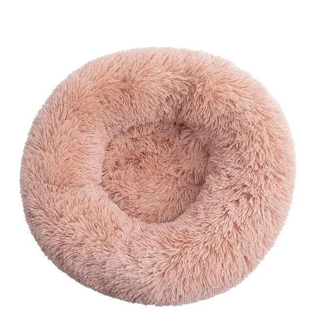 Super Soft Round Pet Bed - Long Plush Dog & Cat Bed for Medium to Large Pets (40-110cm)