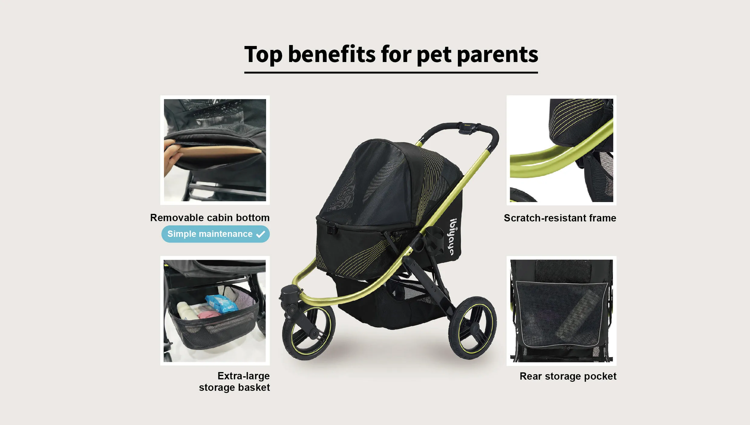 The Beast Pet Jogging Stroller Jet Black