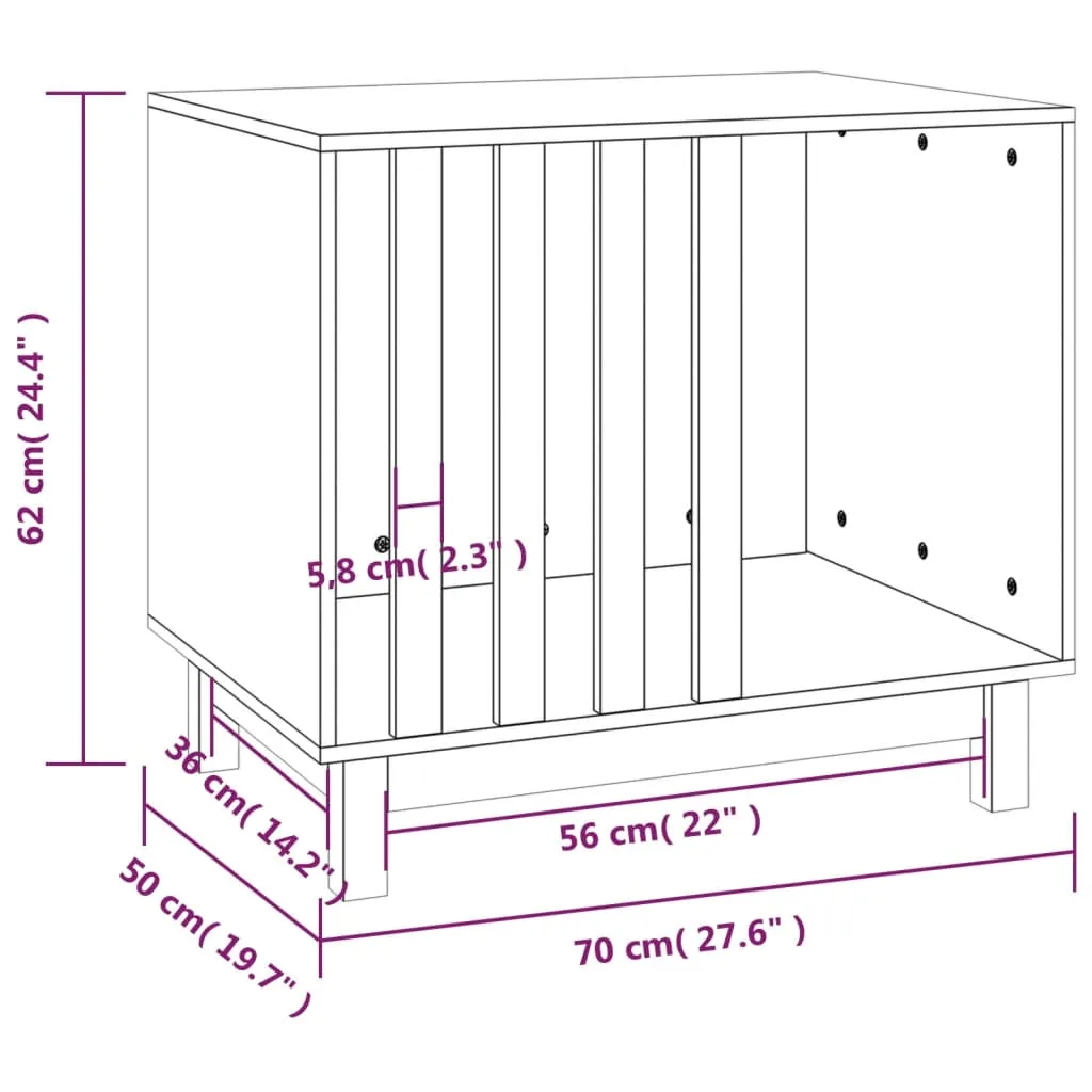 vidaXL Dog House 70x50x62 cm Solid Wood Pine